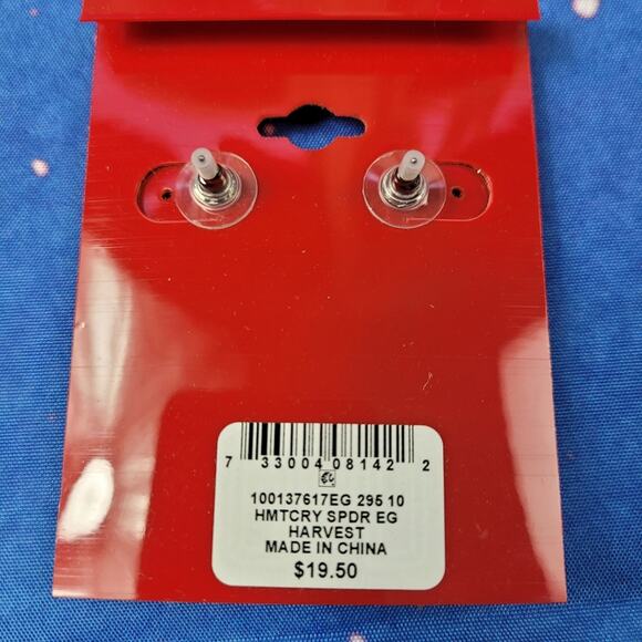 NWT Elegant Crystal Spider Post Back Earrings Macy's Charter Club Halloween - Picture 3 of 4